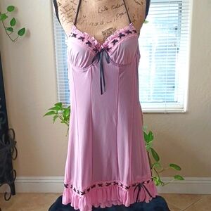 DOLLSKILL CURRENT MOOD XXL PINK IM BABY SLIP DRESS MESH OVERLAY